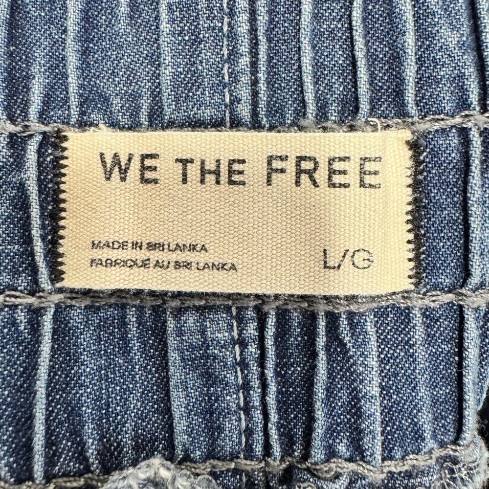 Free People WeTheFree Denim Cargo Pants Wide Leg Utility Streetwear Y2K Cotton L - Picture 11 of 13